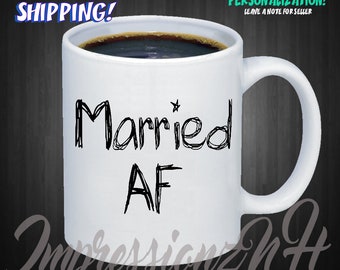 bridal gift - wedding gift - Just Married - bride mug - wedding mug