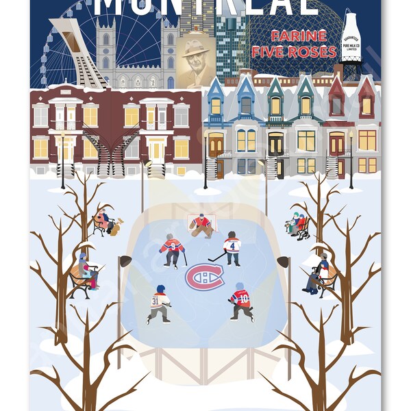 NEW !Hockey Scene/Montreal City Poster