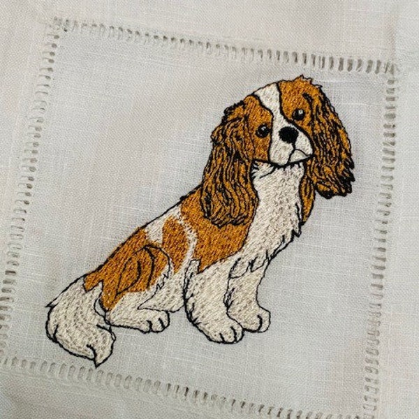 King Charles Spaniel Embroidered Cocktail Napkins