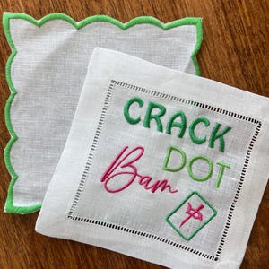 Crack Dot Bam Mahjong Embroidered Cocktail Napkins