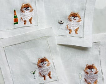 The Tipsy Dog - Pomeranian Cocktail Napkins