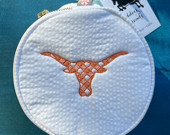 Embroidered Longhorn Jewlery Pouch