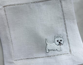 The Tipsy Dog - Mini Westie Embroidered Napkins