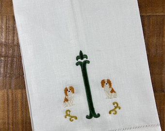 Regal Cavalier King Charles Spaniel Monogrammed Tea Towel