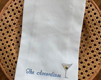 Martini Monogrammed Tea Towel