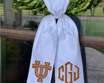 Game Day Texas Monogrammed Wreath Scarf / Sash