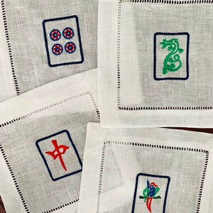 Mahjong I Embroidered Cocktail Napkins