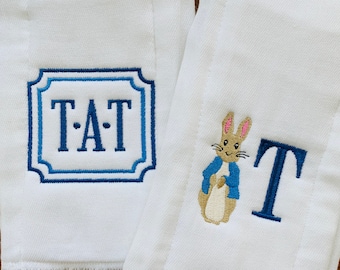 Peter Rabbit Monogrammed Baby Burb Cloth