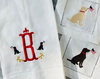 Regal Labrador Monogrammed Tea Towel
