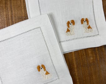 Servilletas de cóctel bordadas con diseño de mini Cavalier King Charles Spaniel