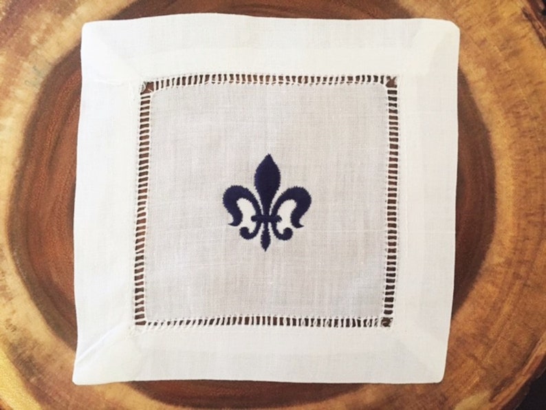 Paddock Threads Fleur-de-Lis Cocktail Napkins - Thumbnail 2