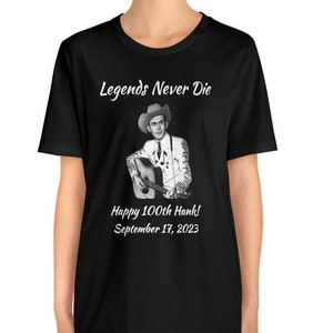 Black SS Hank Williams Sr. 100th birthday cotton tshirt legends never die musician gift music history icon legend guitar tee music lover