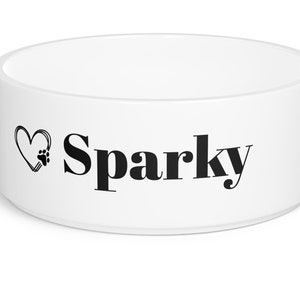 Personalized Pet Bowl ceramic gift pet lover dog cat heart paw design
