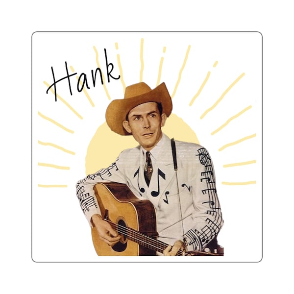 Hank Williams Sr. square stickers white sunburst guitar music note suit classic rockabilly