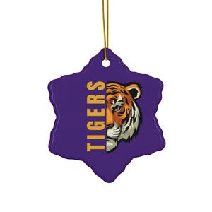 Ceramic Ornament, Tigers Football Louisiana Christmas Tree Decoration Gift, Holiday Decor 4 shapes
