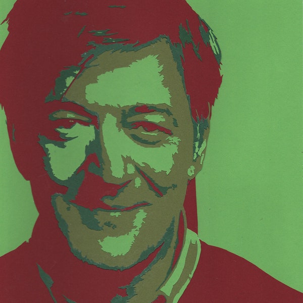 Original A4 Hand cut Paper Portrait of Stephen Fry by Jo Rockley