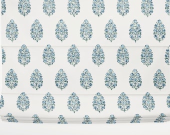 Mughal flower window shade mughal flower roman shade indian block print window shade india mughal blue green curtains block print fabric