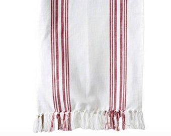 Modern farmhouse table runner red ticking stripe runner feedsack table runner grain sack stripe table cloth table runner red stripe french