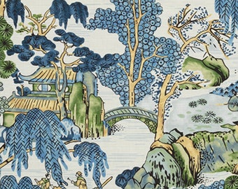 Tende blu-verdi Thibaut Tende grandi floreali Tende asiatiche panoramiche Thibaut Tende extra lunghe Dimensioni personalizzate extra larghe Orientali