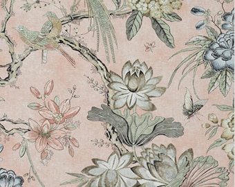 Blush curtains blush floral curtains pink jacobean curtains blush floral pheasant drapes blush curtain panel pink bedroom curtains soft pink