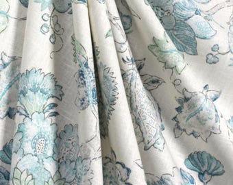 Aqua Curtains Blue Green Curtains Mist Leaves Curtains Etsy