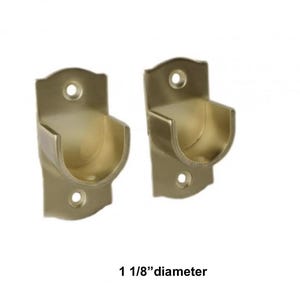 Curtain Rod Brackets Set Of 2 - Adjustable For 1-1 1/8 Inch Rods In Antique Brass
