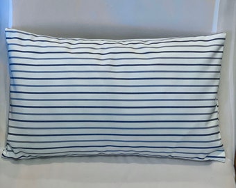 IMMEDIATE SHIP OUTDOOR pillow blue 12x20 and 14x20 indoor outdoor Sunbrella blue ticking