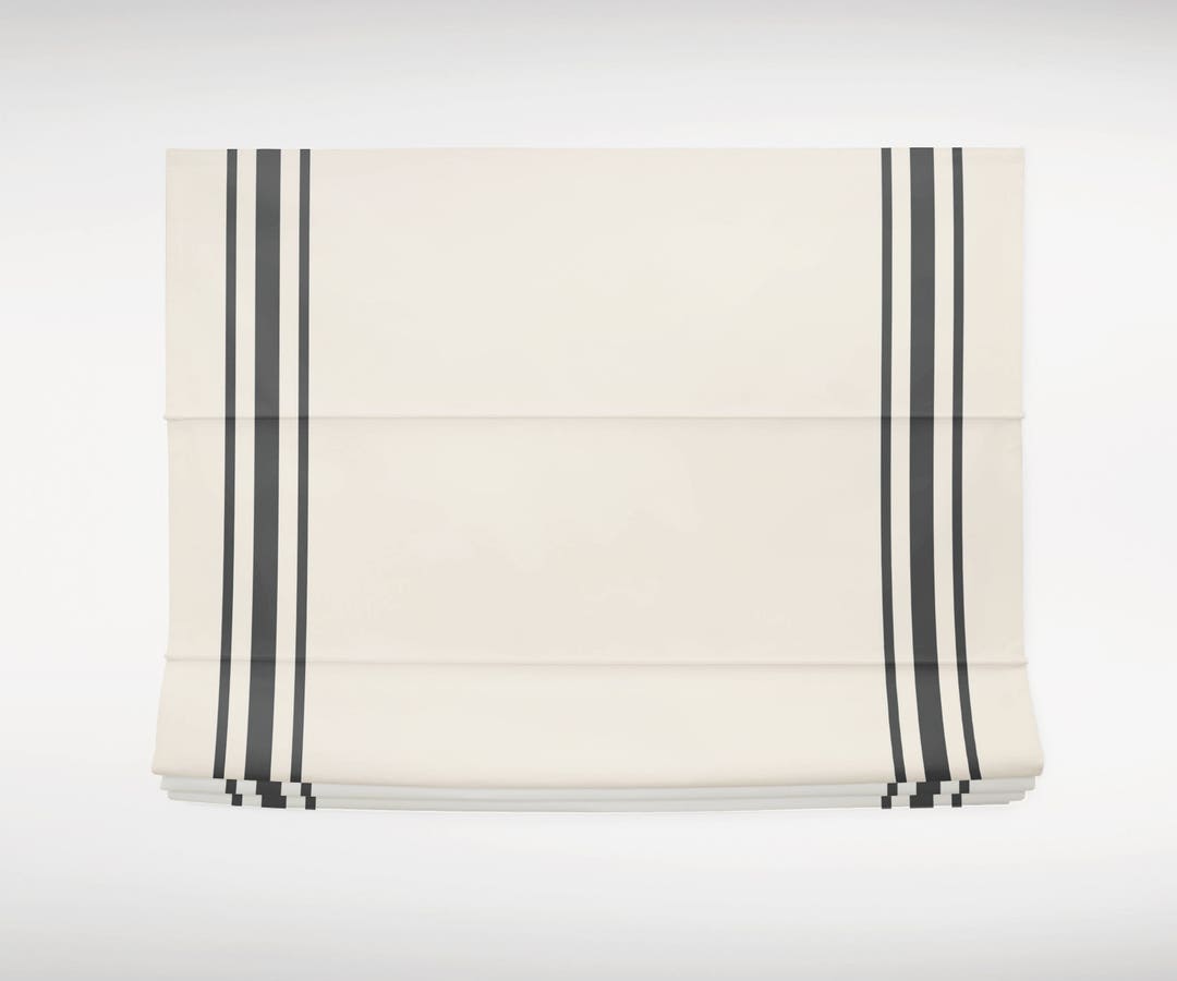 Modern Farmhouse Roman Shades CUSTOM Size Gray Stripe Roman Shades Check Kitchen Window Shades