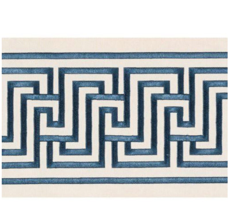 Schumacher Labyrinth Tape Bleu Trim Schumacher Trim tape blue trim wide greek key trim 6 greek key trim extra wide curtain trim blue greek