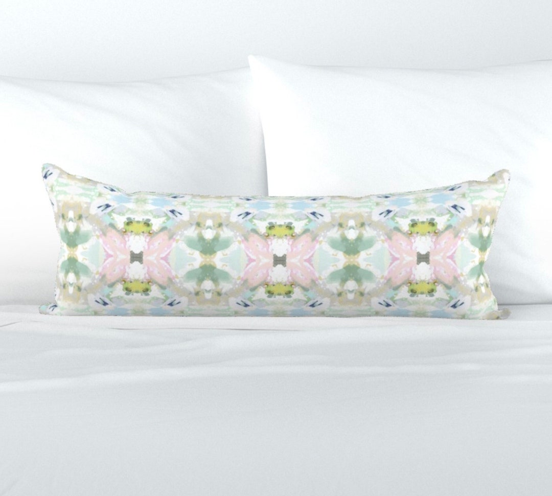 Pink Green Blue Pillow Mist Blue Chartreuse Accent Pillow Chinoiserie