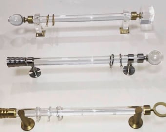 Lucite Curtain Rod CUSTOM CUT Round acrylic curtain rod clear 1.5" Round Acrylic Curtain Rod curtain hardware clear curtain rod lucite rod