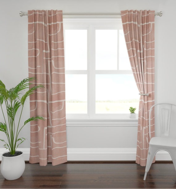 Salmon Curtains Salmon Pink Curtains Graffiti Modern Curtains Etsy