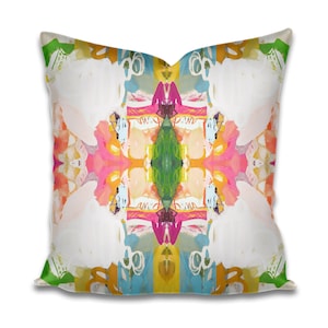 Palm Springs pink blue yellow pillow citron accent pillow art deco pillow design pillow bright garden hot pink lumbar pillow 22x22 20x20