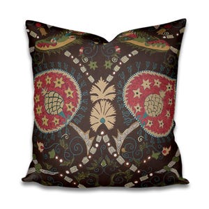 IMMEDIATE SHIP Thibaut Lewis Pillow Cover Brown red beige pillow cover thibaut mesa pillow large floral pillow ethnic global warm pillow