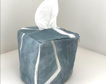 Graffito Deep Sky Tissue Box Cover Kelly Wearstler accessory gift graffito decorative tissue box holder skirted cover Lee Jofa fabric