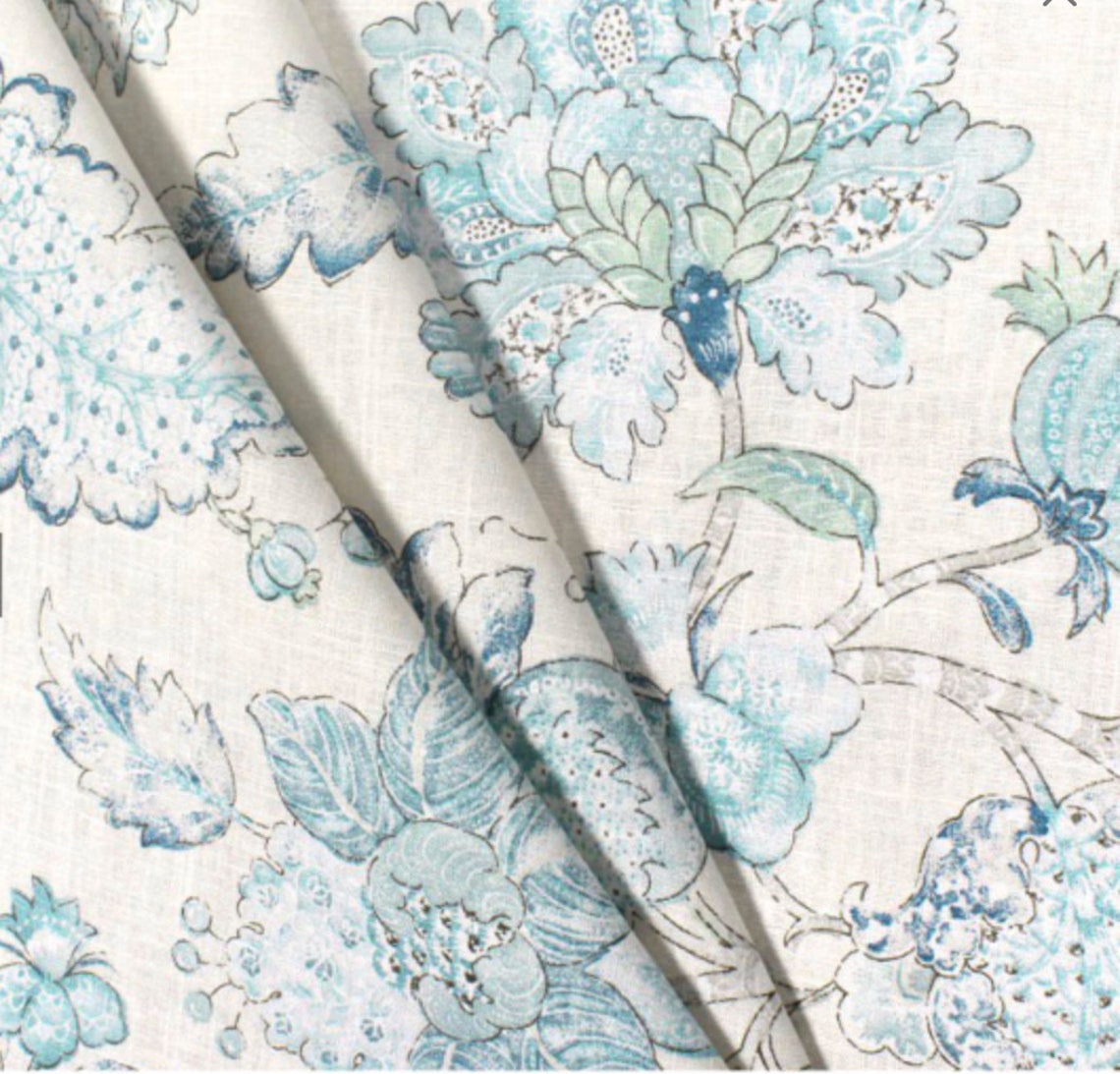 Floral Roman Shade Jacobean Floral Blue Floral Linen Roman Etsy