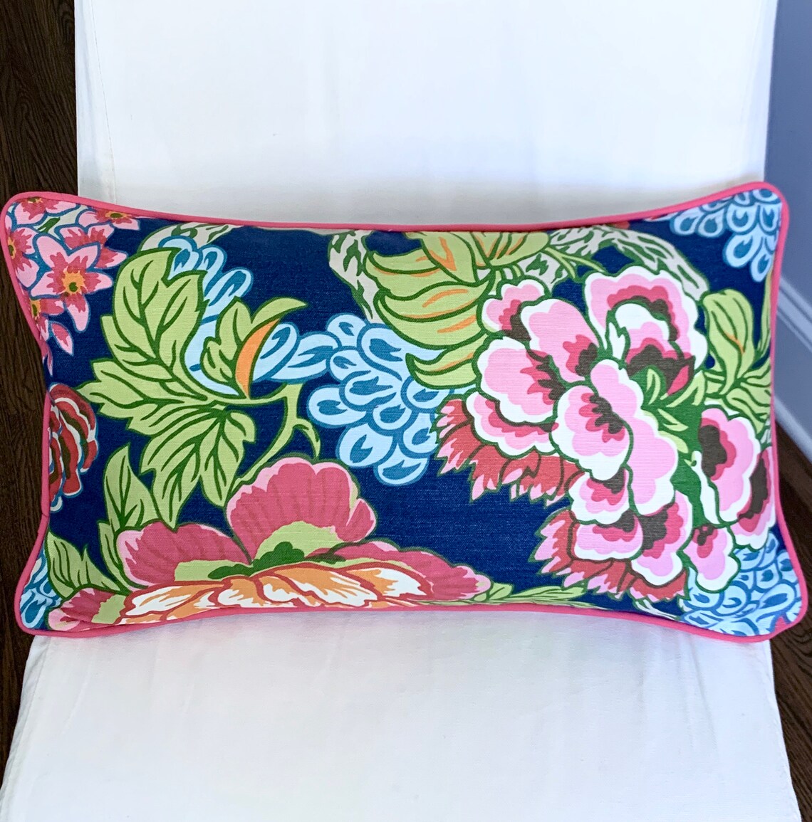 QUICK SHIP Thibaut Honshu Navy 20x20 Lumbar Blue Green Pink Etsy