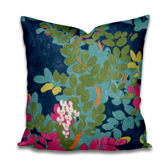 Central Park Navy Blue And Pink Cushions Thibaut Central Park