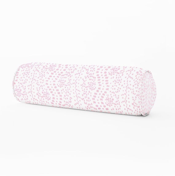 Les Touches Lumbar Petal Pink Dot Print Bed Bolster Round Etsy