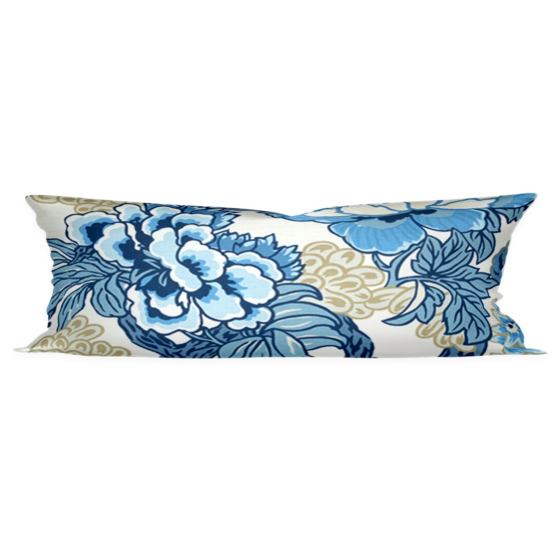 QUICK SHIP Thibaut Honshu Blue Beige 14x24 Lumbar Only FEW Left Beige