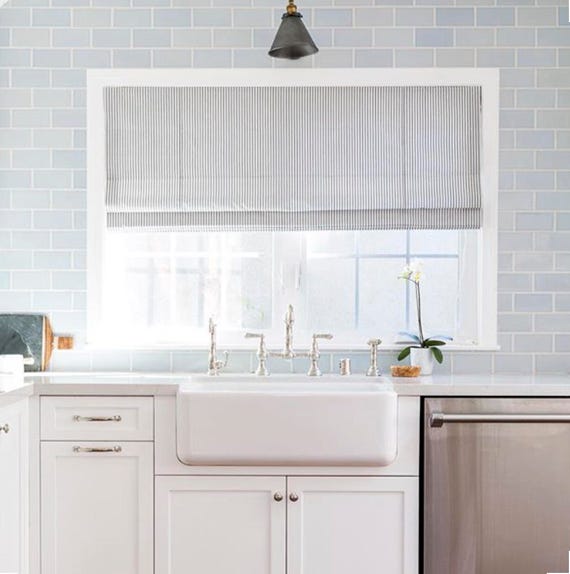 French Ticking Roman Shades Custom Size Striped French Ticking Roman Shades Custom Size Striped Kitchen Window Grey Stripe Shade Stripes Blue