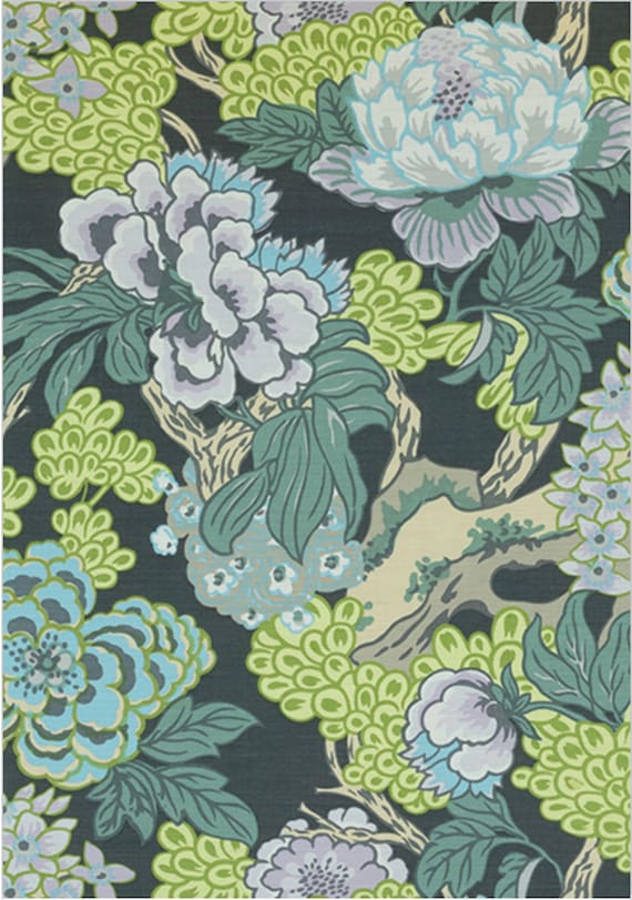 Blue Green Curtains Thibaut Curtains Blues Curtain Panels Etsy