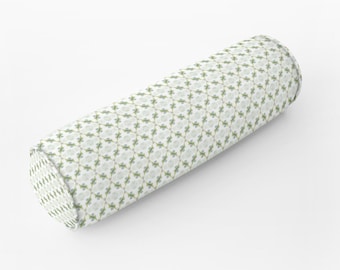 NEW AZALEA LIME lattice round bolster Blue green pillow mist blue chartreuse accent pillow chinoiserie design pillow greens blues aqua