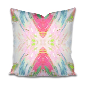 Almohada rosa, verde, azul marino, algodón de azúcar, almohada decorativa rosa, almohada de diseño art decó, almohada lumbar rosa suave de jardín brillante de 22 x 22 y 20 x 20