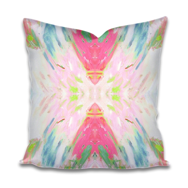 Immediate Ship Pink green blue navy pillow Cotton Candy pink accent pillow art deco pillow design pillow bright garden soft pink lumbar