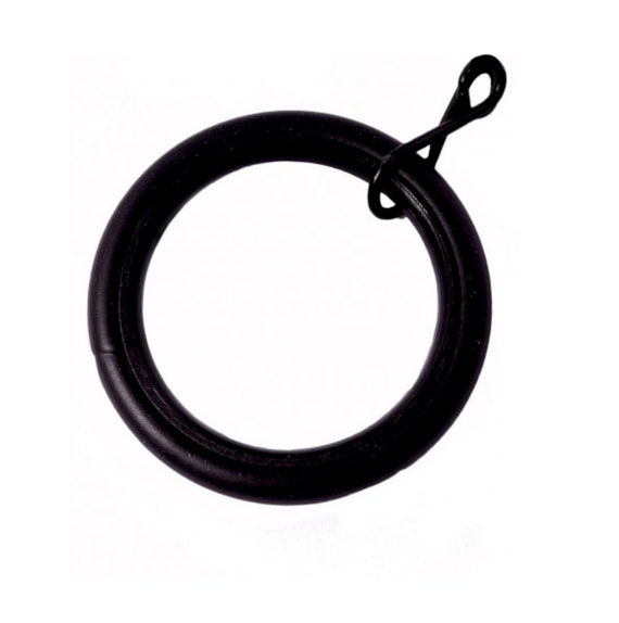 Black Iron Curtain Rod Rings 1 8 Inch Round C With Nylon Liner Smooth Glide Ring