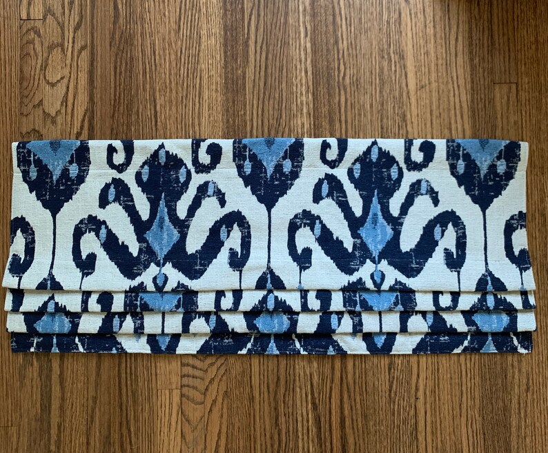 Faux Roman Shades Blue Ikat QUICK SHIP Faux Roman Shade Blue Etsy