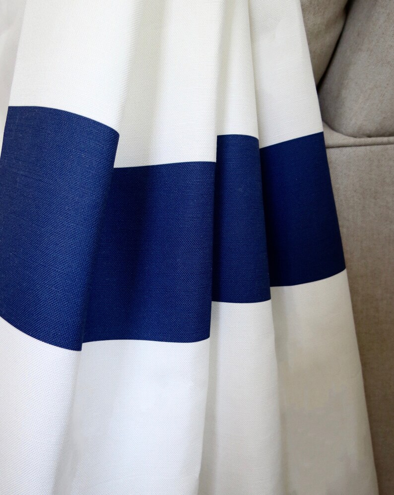 Striped curtains blue and white linen curtains drapes drapery navy curtains custom designer curtain panel extra long blue navy wide curtains