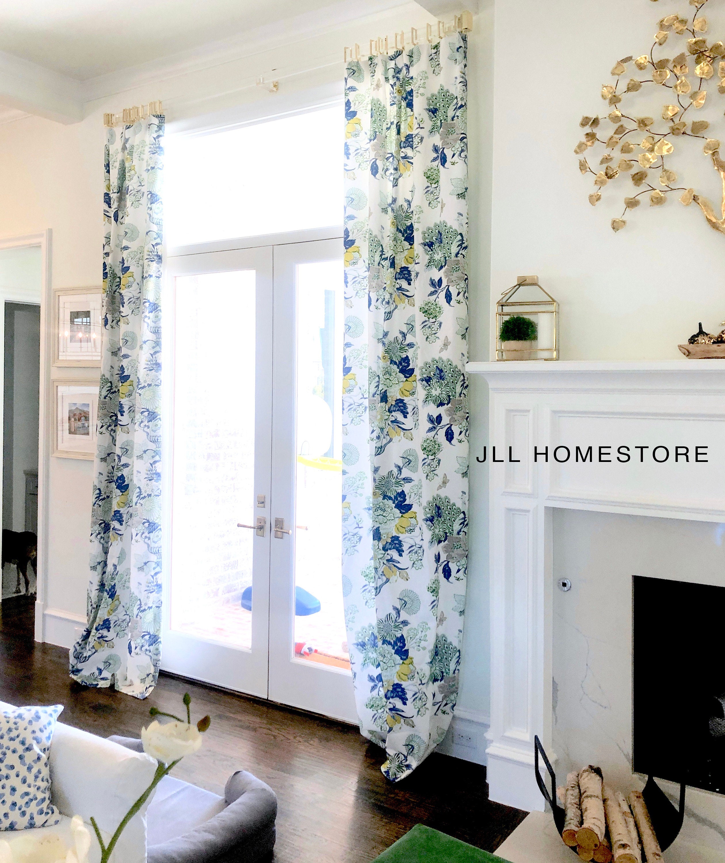 Blue and green curtains deals