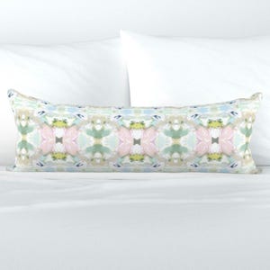 NEW Pink green blue pillow cover mist blue chartreuse accent pillow chinoiserie pastel design pillow green pink aqua lumbar 18x18 20x20 soft